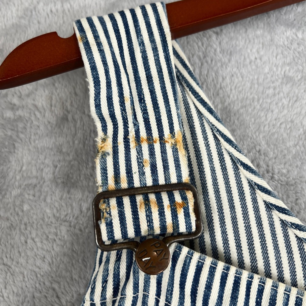 Vintage Penneys Pay Day Hickory Stripe Bib Overalls Sanforized Union Made XL 50s - Picture 13 of 16